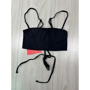 DOLL‎ & CO Black Bandeau Tube Top Lace Up Back Halter Neck Ties Size M